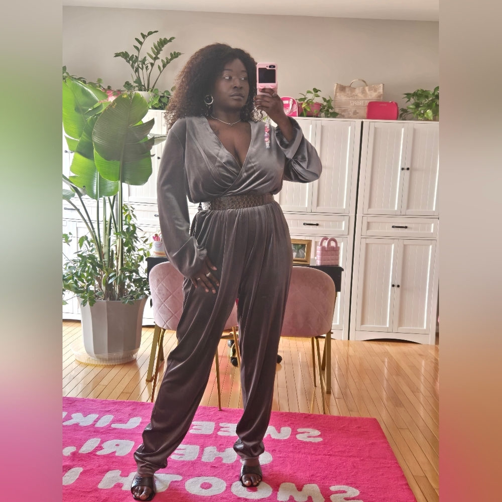 One Day -  Velvet Silver Jumpsuit